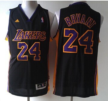 Los Angeles Lakers #24 Kobe Bryant Black Purple Number NBA Jersey