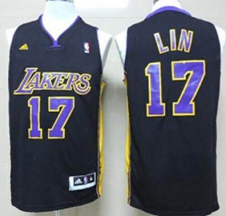 Revolution 30 Lakers #17 Jeremy Lin Black(Purple NO.) NBA Jersey