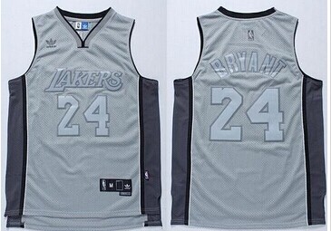 Los Angeles Lakers #24 Kobe Bryant Stitched Grey Anniversary Style NBA Jersey