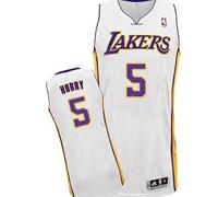 Los Angeles Lakers #5 Robert Horry White Throwback Stitched NBA Jersey