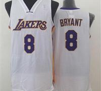 Los Angeles Lakers #8 Kobe Bryant White Throwback Stitched NBA Jersey