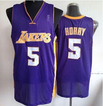 Los Angeles Lakers #5 Robert Horry Purple Throwback Stitched NBA Jersey