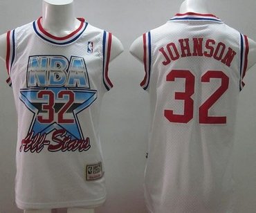 Los Angeles Lakers Mitchell And Ness #32 Magic Johnson White 1993 All Star NBA Jersey