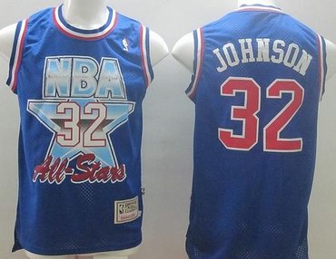 Los Angeles Lakers Mitchell And Ness #32 Magic Johnson Blue 1993 All Star NBA Jersey