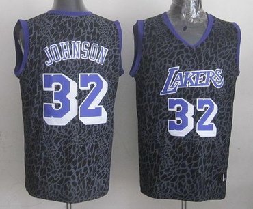 Los Angeles Lakers #32 Magic Johnson Purple Crazy Light NBA Jersey