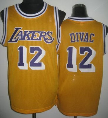 Los Angeles Lakers 12 Vlade Divac Yellow Hardwood Classics Revolution 30 NBA Jerseys