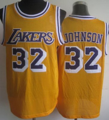 Los Angeles Lakers 32 Johnson Yellow Hardwood Classics Revolution 30 NBA Jerseys