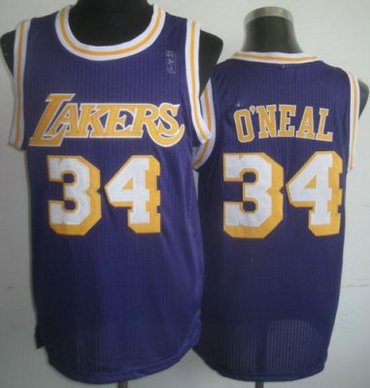 Los Angeles Lakers 34 Shaquille O'Neal Purple Hardwood Classics Revolution 30 NBA Jerseys