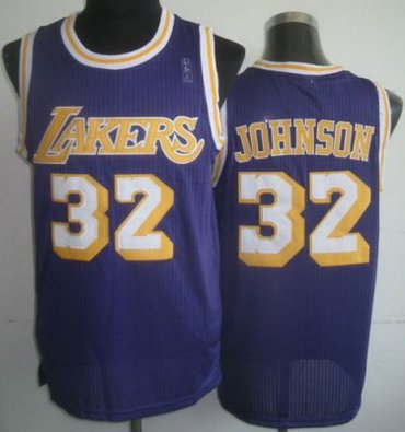 Los Angeles Lakers 32 Johnson Purple Hardwood Classics Revolution 30 NBA Jerseys