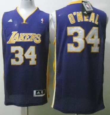 Los Angeles Lakers 34 Shaquille O'Neal Purple Swingman NBA Jerseys