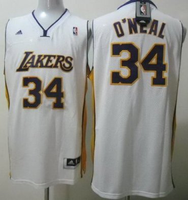 Los Angeles Lakers 34 Shaquille O'Neal White Swingman NBA Jerseys