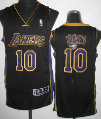 Los Angeles Lakers 10 Steve Nash Black Revolution 30 NBA Jerseys Purple Number