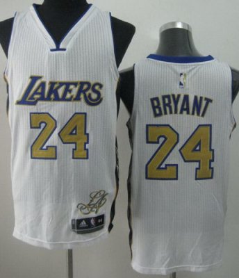 Los Angeles Lakers 24 Kobe Bryant White Revolution 30 NBA Jerseys Gold Number