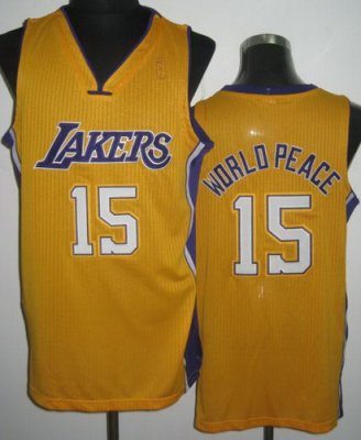 Los Angeles Lakers #15 Metta World Peace Yellow Revolution 30 NBA Jerseys