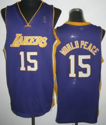 Los Angeles Lakers #15 Metta World Peace Purple Revolution 30 NBA Jerseys