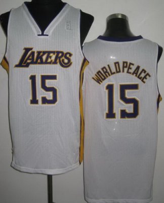 Los Angeles Lakers #15 Metta World Peace White Revolution 30 NBA Jerseys