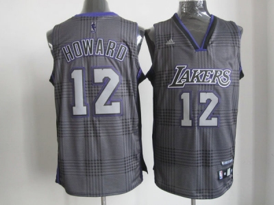 nba los angeles lakers #12 dwight howard grey(lights check)