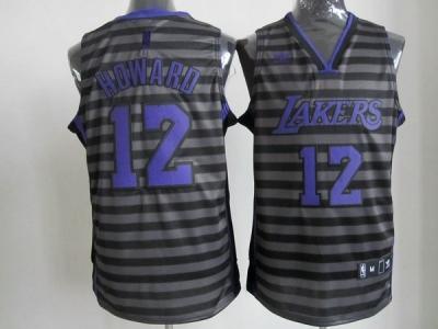 nba los angeles lakers #12 dwight howard grey(black strip)