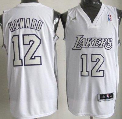 Los Angeles Lakers 12 Howard White Revolution 30 Swingman NBA Jersey Silver Number Christmas Style