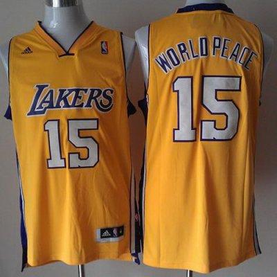 Los Angeles Lakers #15 Metta World Peace Yellow Revolution 30 Swingman NBA Jerseys