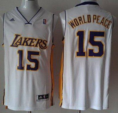 Los Angeles Lakers #15 Metta World Peace White Revolution 30 Swingman NBA Jerseys