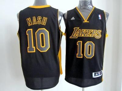 nba los angeles lakers #10 nash black-yellow(revolution 30 swingman)