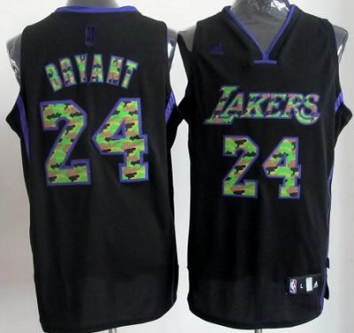 Los Angeles Lakers 24 Kobe Bryant Black Revolution 30 Swingman NBA Jerseys Camo Number