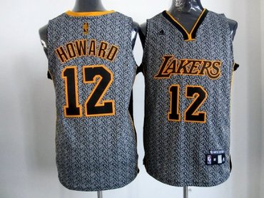 nba los angeles lakers #12 dwight howard grey(static fashion swingman)