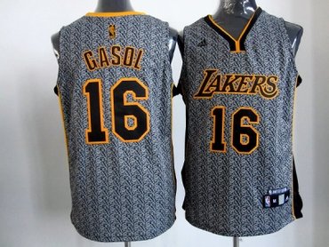 nba los angeles lakers #16 gasol grey(static fashion swingman)