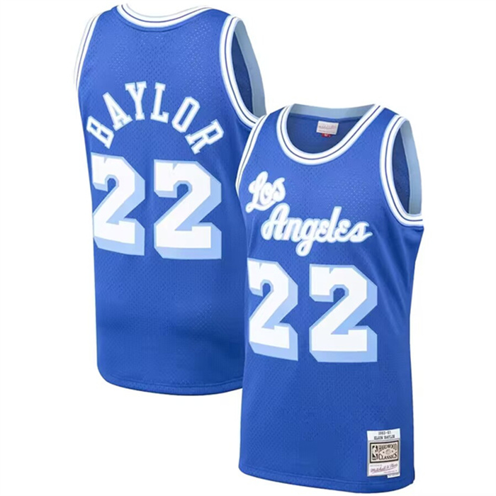 Men's Los Angeles Lakers #22 Elgin Baylor Mitchell & Ness Royal 1960-61 Hardwood Classics Swingman Basketball Jersey