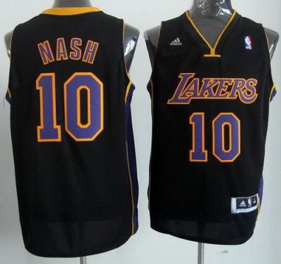 2012 Los Angeles Lakers 10 Steve Nash Black Revolution 30 Swingman NBA Jerseys Purple Number