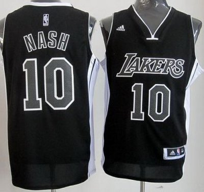 2012 Los Angeles Lakers 10 Steve Nash Black Revolution 30 Swingman NBA Jerseys White Number