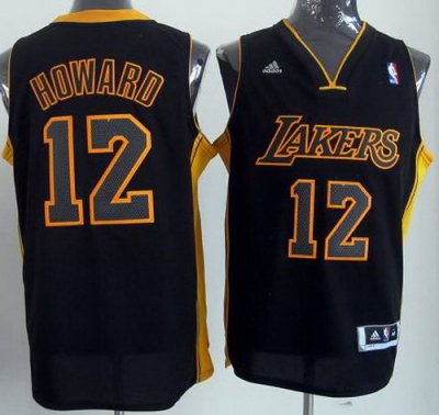 2012 Los Angeles Lakers 12# Dwight Howard Revolution 30 Swingman NBA Jerseys Black Number