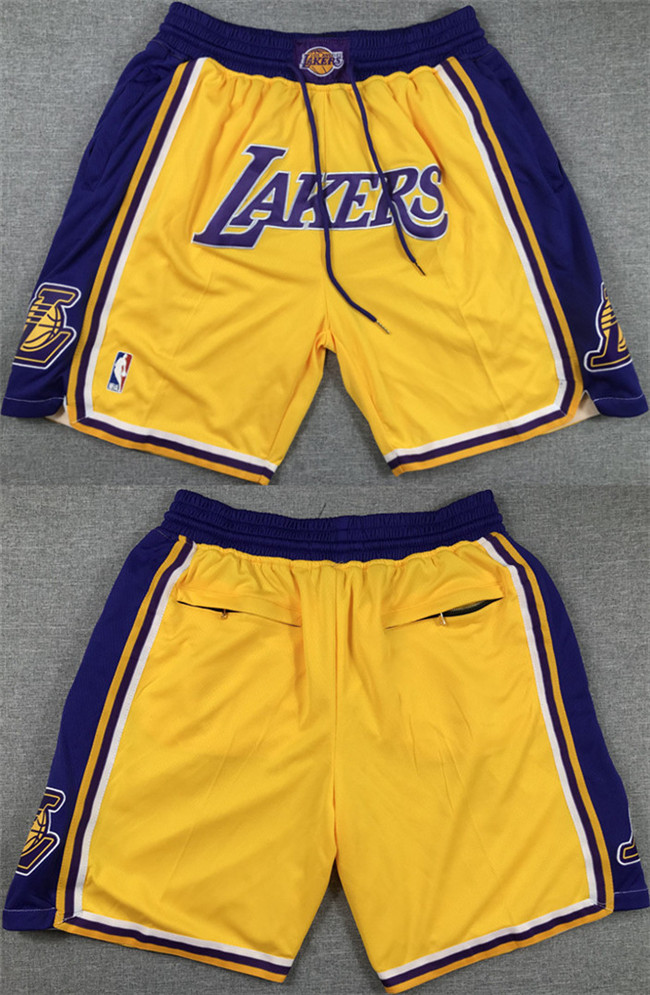 Men's Los Angeles Lakers Yellow Purple Shorts (Run Small)