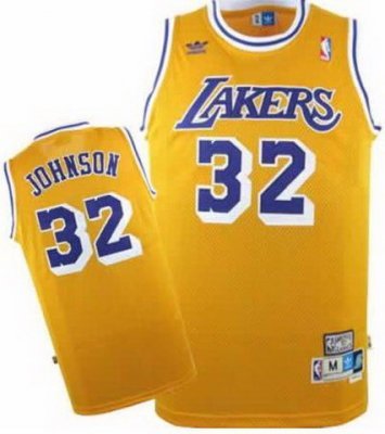 Los Angeles Lakers 32 Johnson Yellow Throwback NBA Jerseys