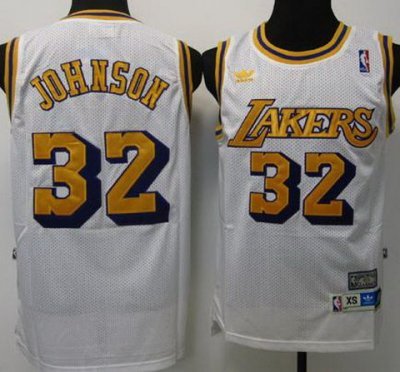 Los Angeles Lakers 32 Johnson White Throwback NBA Jerseys