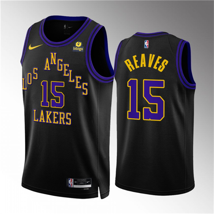 Men's Los Angeles Lakers #15 Austin Reaves Black 2023 24 City Edition Stitched Basketball Jersey