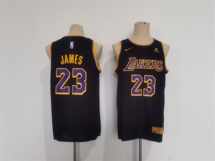 Men's Los Angeles Lakers #23 LeBron James Black Stitched Basketball JerseyS