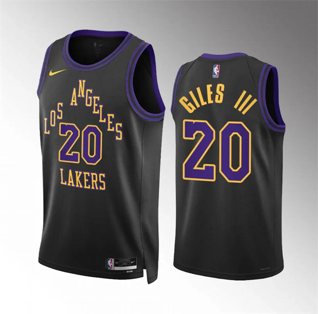 Men's Los Angeles Lakers #20 Harry Giles Iii Black 2023 24 City Edition Stitched Basketball Jersey