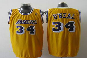 Los Angeles Lakers 34 Shaquille O neal yellow jerseys