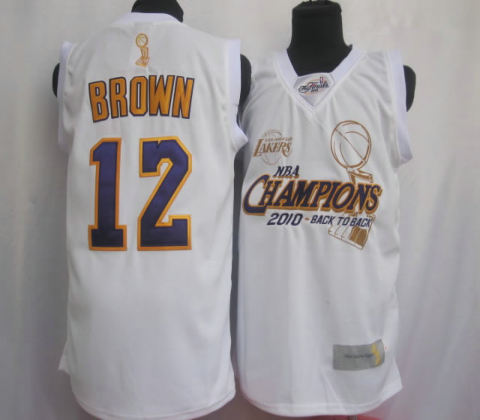 Los Angeles Lakers 12 Shannon Brown 2010 NBA Finals Champions white Jersey