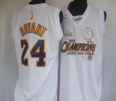 Los Angeles Lakers 24 Kobe Bryant 2010 NBA Finals Champions white Jersey