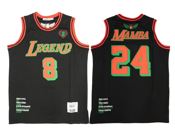 Men's Front #8 Back #24 Mamba Grinch Black Red Green Basketball Jersey