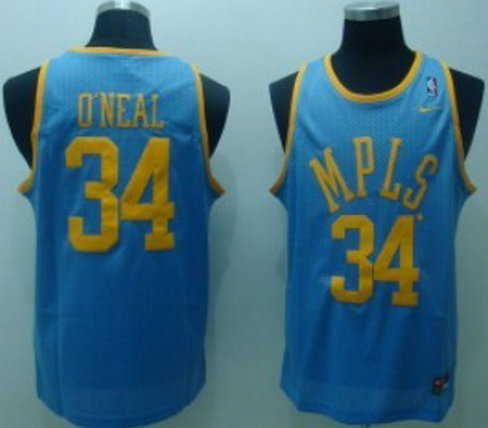 Los Angeles Lakers MPLS #34 Oneal Blue Throwback Swingman Jersey