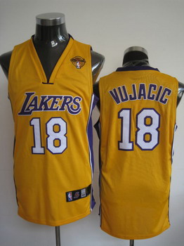 Los Angeles Lakers 18 Vujacic Yellow Jerseys with 2010 Finals