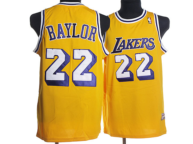 nba los angeles lakers #22 baylor m&n yellow