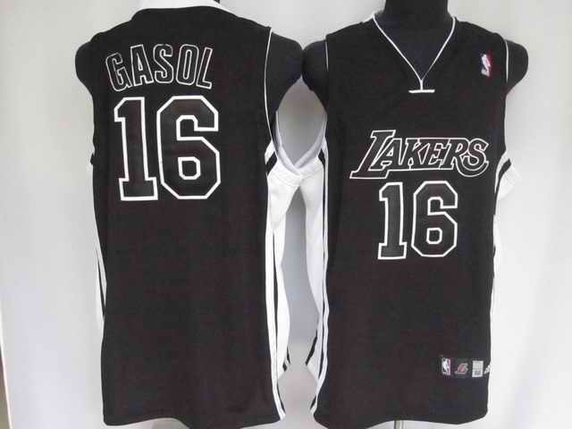 NBA Jerseys L.A. Lakers 16# GASOL Black