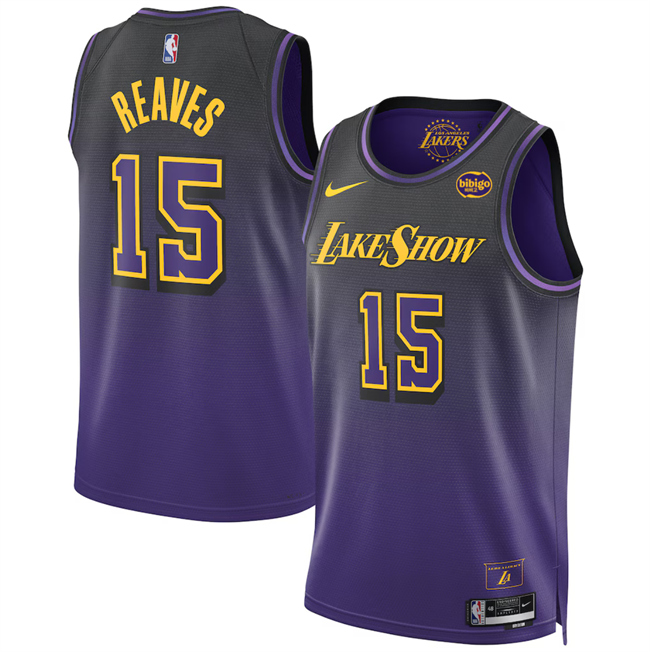 Men's Los Angeles Lakers #15 Austin Reaves Purple 2024 25 City Edition Stitched Basketball Jersey