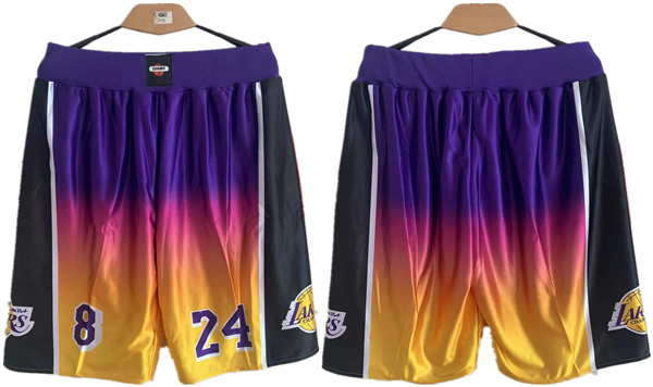 Men's Los Angeles Lakers Purple Yellow Shorts (Run Small)