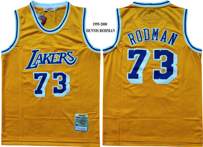 Lakers 73 Dennis Rodman Yellow 1999-2000 Hardwood Classics Mesh Jersey